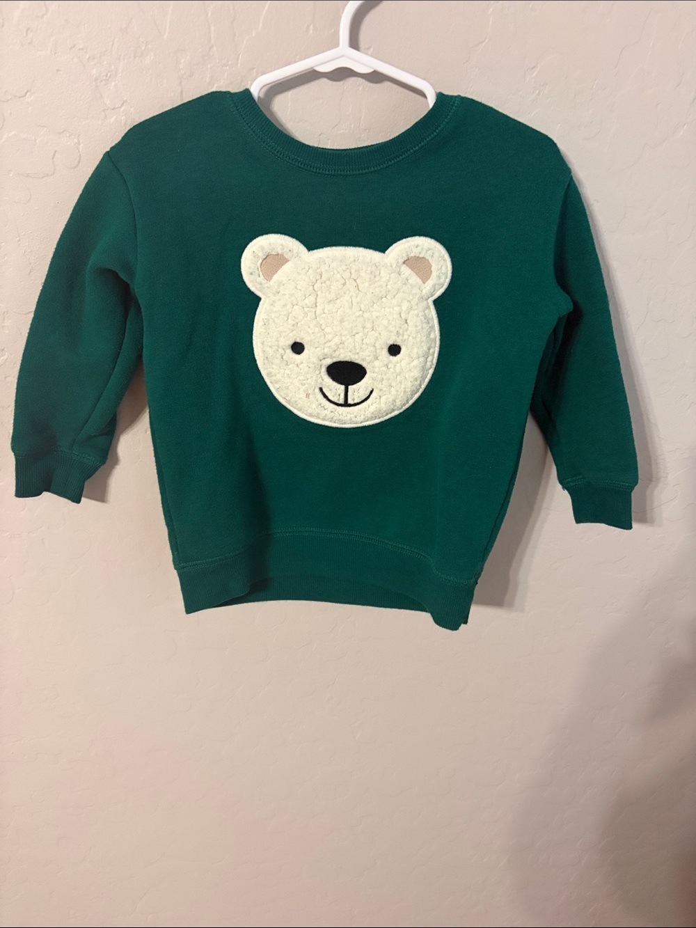 jumping beans Teal Green Sweatshirt with Cream Bear Patch